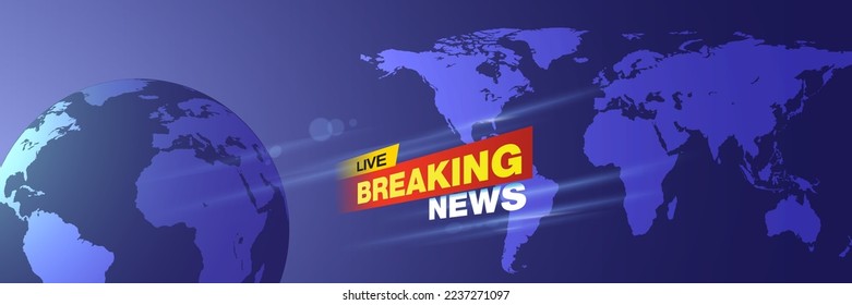 breaking news and world map background in the news studio room	