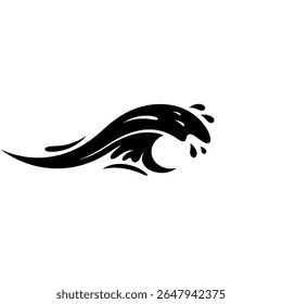 Breaking Ocean Wave Silhouette - Bold Surf Icon for Adventure Branding and Beach Sports Posters