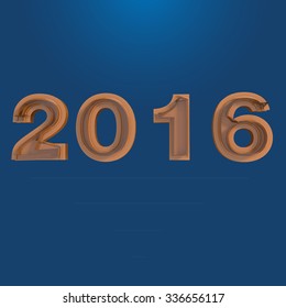 Breaking orange digits 2016 on blue background. New Year banner.