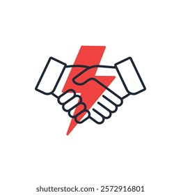 Breaking partnerships.Termination of cooperation.Cancel agreement. Vector linear icon isolated on white background.