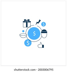 Breaking poverty cycle flat icon. Unemployment benefit. State assistance.Universal basic income concept. Vector illustration