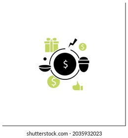 Rompiendo el icono del glifo del ciclo de la pobreza. Prestación por desempleo. Asistencia del Estado. Concepto de ingresos básicos universales. Señal plana rellena. Ilustración vectorial de silueta aislada