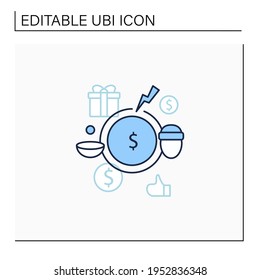 Breaking poverty cycle line icon. Unemployment benefit. State assistance.Universal basic income concept. Isolated vector illustration.Editable stroke