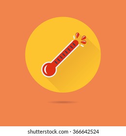 Breaking thermometer icon, heatwave concept. Flat design vector icon of exploding thermometer