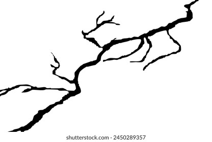 Breaks on land surface from earthquake isolated on white background.Earth crack, Earthquake and ground crack, Vector illustrations can be used for topics earthquake, crash, destruction