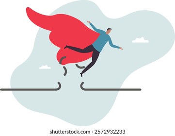 Breakthrough business barrier, overcome difficulty or obstacle to success, solve problem,business concept.flat character.