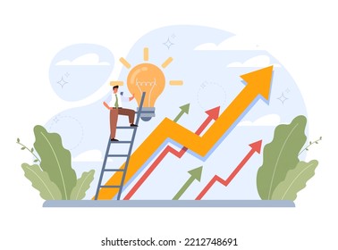 Breakthrough concept. Courage and motivation to break the obstacle or problem. Success or target achievement. Inovative idea or solution discovery. Flat vector illustration