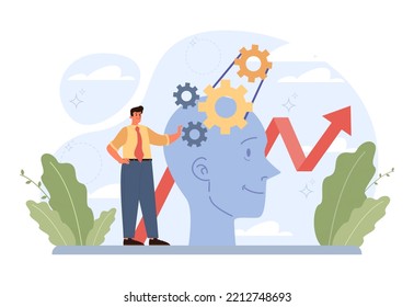 Breakthrough concept. Courage and motivation to break the obstacle or problem. Success or target achievement. Inovative idea or solution discovery. Flat vector illustration