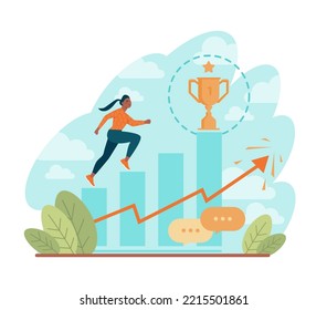 Concepto innovador. Valor y motivación para romper el obstáculo o problema. Logro exitoso o objetivo. Idea innovadora o descubrimiento de soluciones. Ilustración vectorial plana