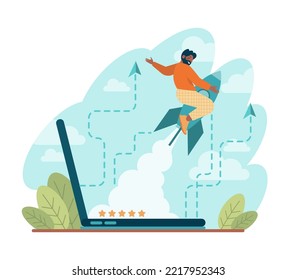 Breakthrough concept. Courage and motivation to break the obstacle or problem. Success or target achievement. Inovative idea or solution discovery. Flat vector illustration