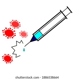 Breakthrough in Creating of Vaccine against coronavirus COVID-19 disease, Medicine injection syringe for fight against virus, Medical equipment for treatment and therapy isolated on white background