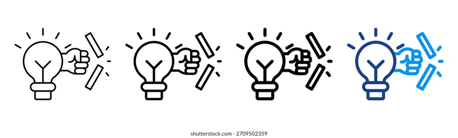Breakthrough Idea Icon Different Outline Collection Set