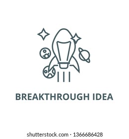 Breakthrough Idea Line Icon, Vector. Breakthrough Idea Outline Sign, Concept Symbol, Flat Illustration