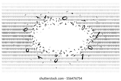 Breakthrough into binary code on white. Background. Illustration. Vector EPS-10.