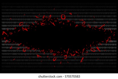 Breakthrough into binary code on black. Background. Illustration. Vector EPS-10.