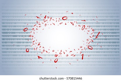 Breakthrough into binary code on light blue. Background. Illustration. Vector EPS-10.