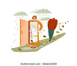Breakup Of A Couple With Bad Guy And Sad Girlfriend. Boyfriend leaving his girlfriend after break up. Crying girl
