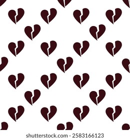 Breakup or Heartbreak vector modern seamless pattern Broken Heart concept background