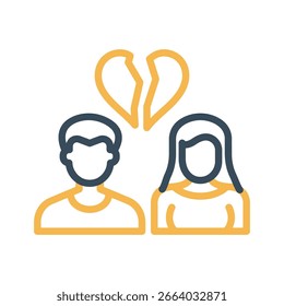 Breakup Outline bold Vector Icon which can be easily modified or Edited 