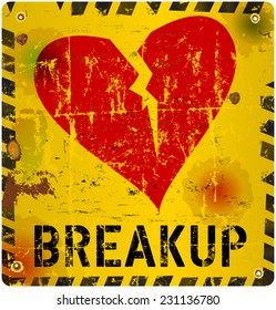 breakup warning sign, Love concept, vector illustration