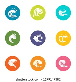 Breakwater icons set. Flat set of 9 breakwater vector icons for web isolated on white background