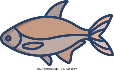 Bream Fish linear color vector illustration