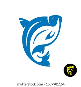 Bream fish logo. Stylized dynamic freshwater bream silhouette.