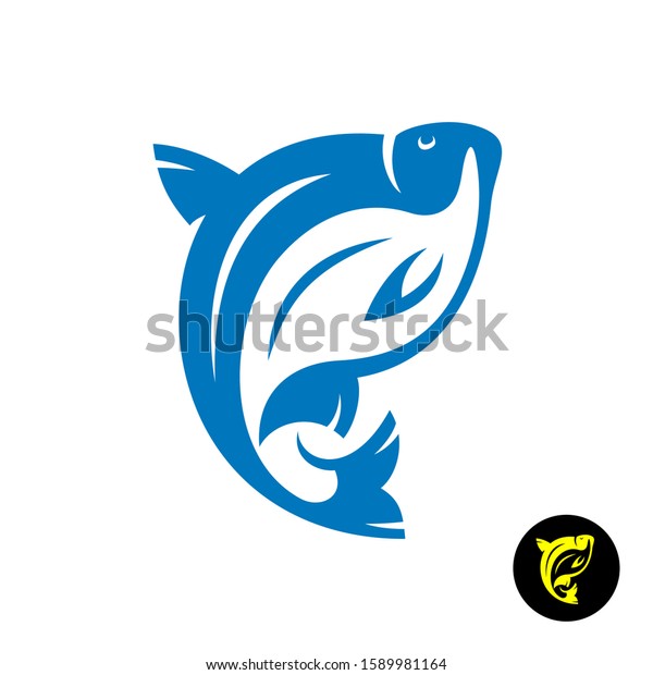 Bream fish logo. Stylized dynamic freshwater\
bream silhouette.