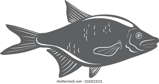 Bream icon. Freshwater fish symbol. Black silhouette isolated on white background