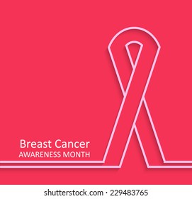 Breast abstract ribbon in flat style, vector.