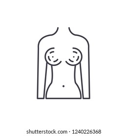 Breast augmentation line icon concept. Breast augmentation vector linear illustration, symbol, sign