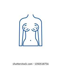 Breast augmentation line icon concept. Breast augmentation flat  vector symbol, sign, outline illustration.