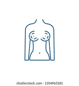 Breast augmentation line icon concept. Breast augmentation flat  vector symbol, sign, outline illustration.