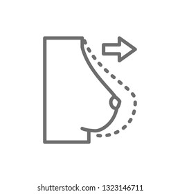 Breast augmentation, plastic surgery line icon.