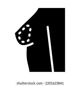 Breast augmentation solid icons. Cosmetic surgery on bust with dotted lines. For plastic surgery clinic, medical and beauty publications. Vector Illustration.