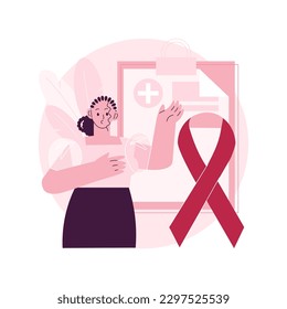 Breast cancer abstract concept vector illustration. Women oncology factor, prevention and diagnostics, breast cancer fund, disease awareness, control screening, mammogram abstract metaphor.