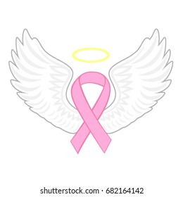 Breast cancer angel, vector illustration.