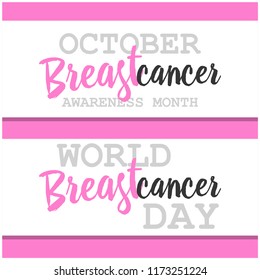 Breast cancer awareness ads poster. Vetor design template. Pink Ribbon. Banner October is cancer Awareness Month.