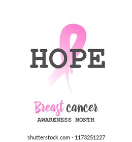Breast cancer awareness ads poster. Vetor design template. Pink Ribbon. Banner October is cancer Awareness Month. Hope.