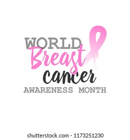 Breast cancer awareness ads poster. Vetor design template. Pink Ribbon. Banner October is cancer Awareness Month.