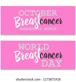 Breast cancer awareness ads poster. Vetor design template. Pink Ribbon. Banner October is cancer Awareness Month.
