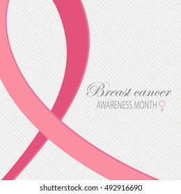 Breast cancer awareness background. Pink ribbon illustration.