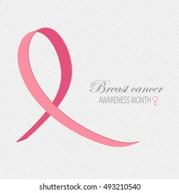 Breast cancer awareness background. Pink ribbon illustration.