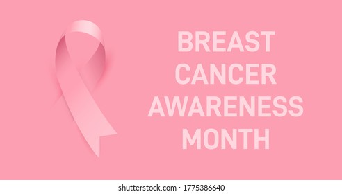 Breast cancer awareness banner design with pink silky ribbon. Vector illustration.