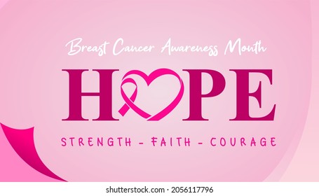 Breast Cancer Awareness Banner Design Vector Template. Pink Ribbon Illustration