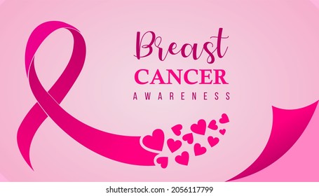 Breast Cancer Awareness Banner Design Vector Template. Pink Ribbon Illustration