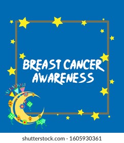 breast cancer awareness, beautiful greeting card background or template banner with night theme. vector design illustration