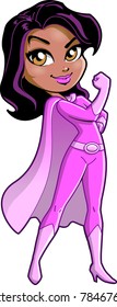 Breast Cancer Awareness Black Super Woman Superhero Cartoon Clipart Vector