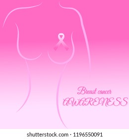 Breast cancer awareness body and ribbon mounth vector background