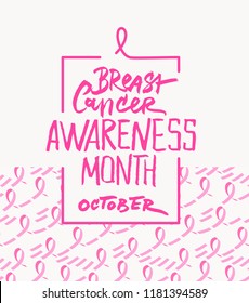 Breast Cancer Awareness Calligraphic Vector Background.